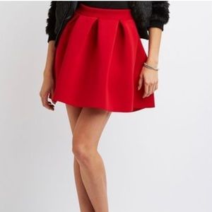 NWOT Red Pleated Scuba Skirt